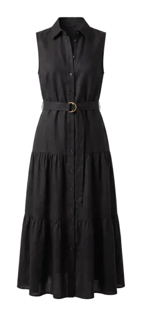 Black Linen Shirt Dress