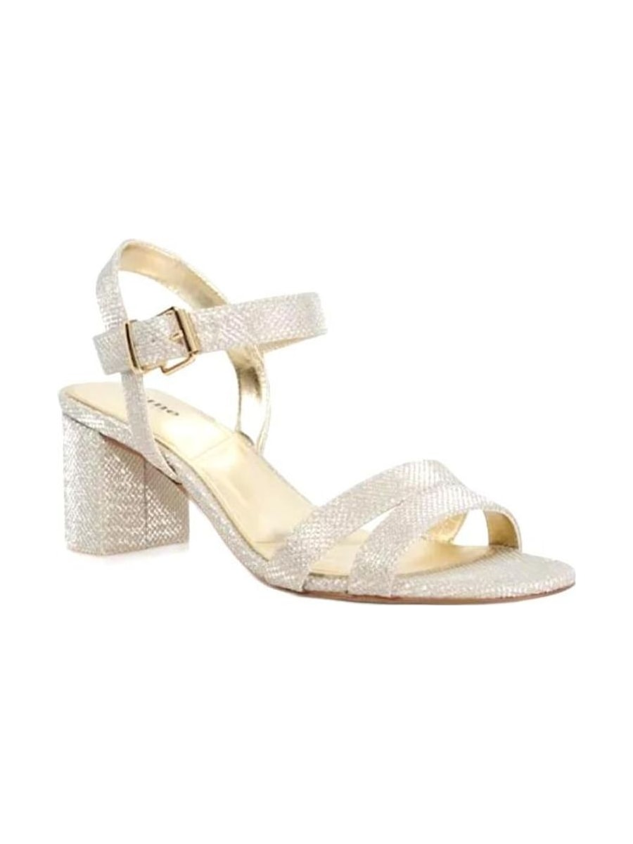 Gold block-heel sandals